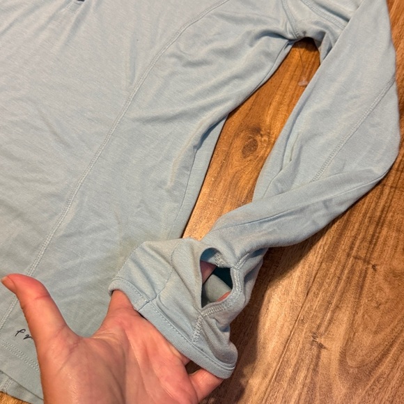 Free fly women’s large 12 14 pullover long sleeve Light Blue Quarter-Zip shirt - Picture 4 of 10